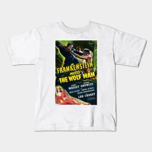 FRANKENSTEIN MEETS WOLFMAN Cult Horror Film Vintage Movie Kids T-Shirt